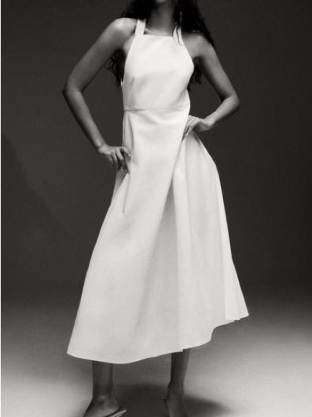 Zara linen blend white dress open back criss cross